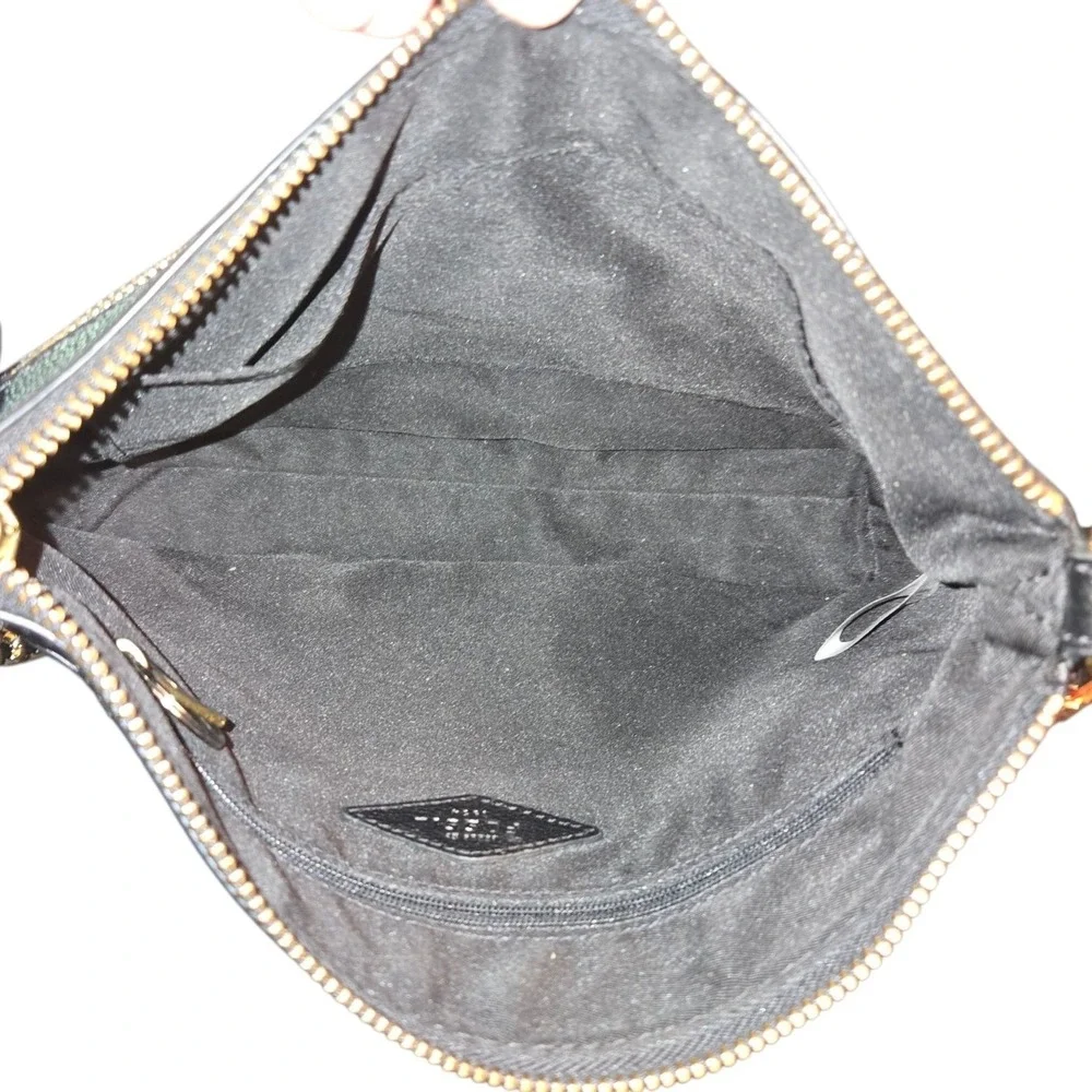 Fossil Fiona Crossbody Women Med Black Pebbled Leather ZB7266 Chain Strap READ